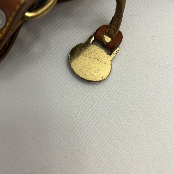 Vintage Dooney & Bourke All Weather Leather Crossbody/Satchel in Dk Blue/Tan - Picture 10 of 16